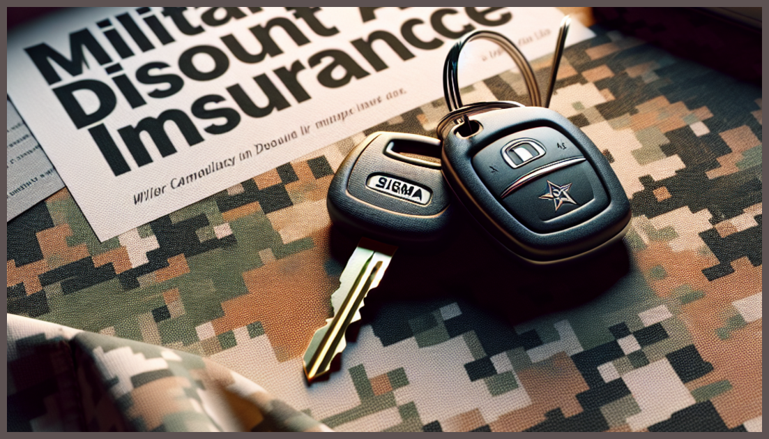 A car keys resting on a military-themed backdrop